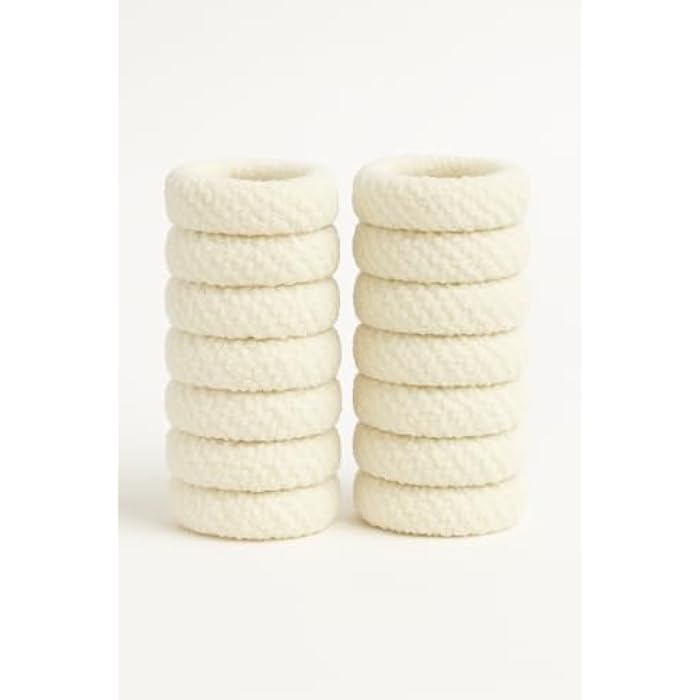 Braided Hair Ties for Women and Girls, Thick Elastic Scrunchies, Pack of 12, Strong Hold No Damage (White) - Image 1